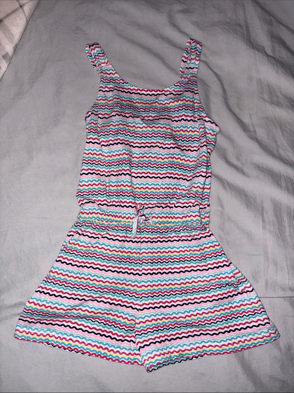 Topolino Girls Pastel Wave Romper - Pink & Light Blue